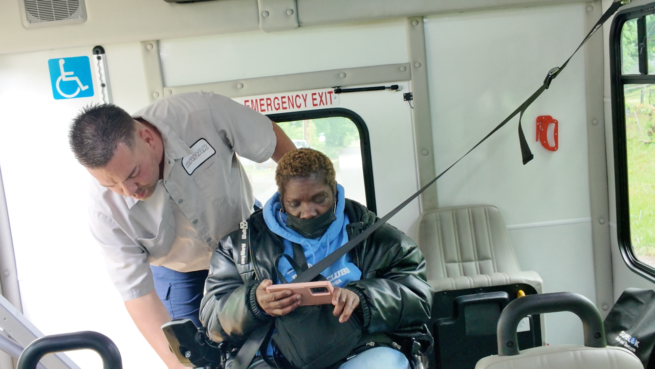 radar driver assisting woman